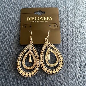 Triple drop stone silver earrings